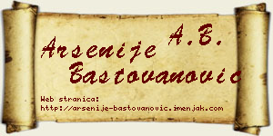 Arsenije Baštovanović vizit kartica